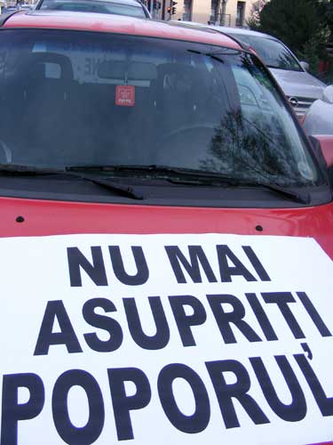 Foto protest taxa auto Baia Mare